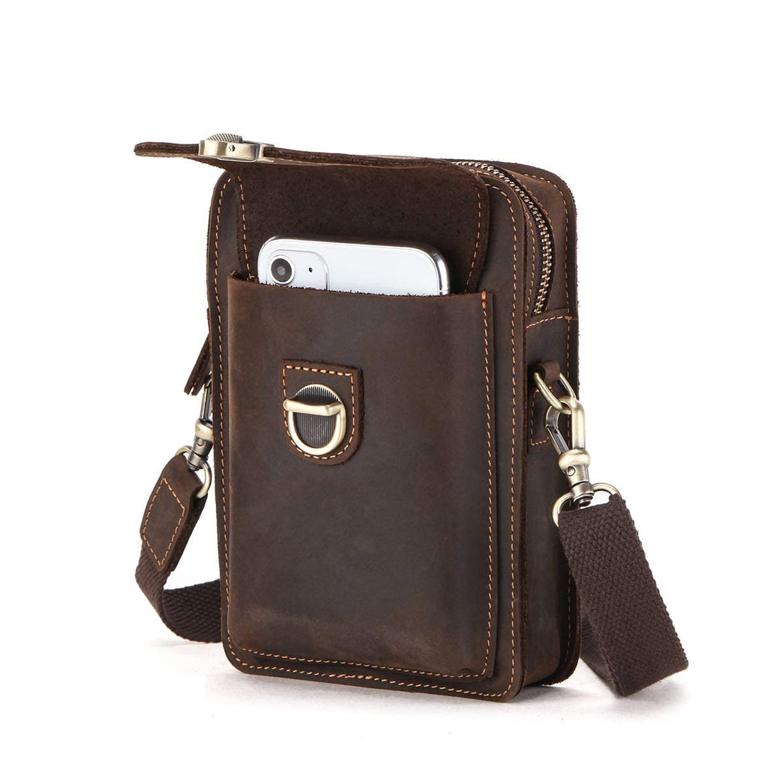 CONTACTS Echtes Leder Herren Kleine Messenger Taillentasche Gürteltasche Telefon Brieftasche Geldbör
