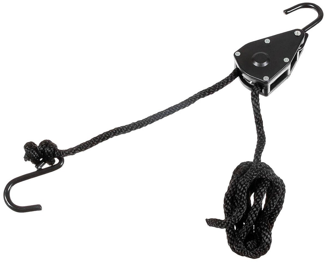 MFH Spannseil mit Ratschensicherung, schwarz (9 mm, 2 Meter), 9 mm, 2 Meter