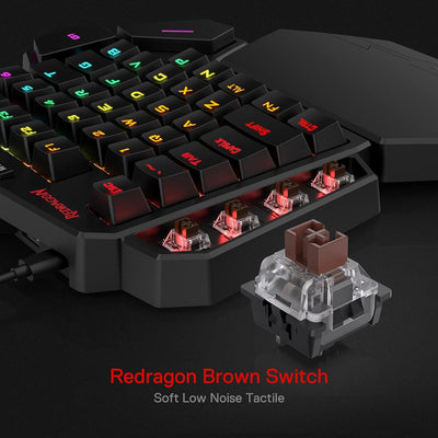 Redragon K585 DITI Einhand RGB Mechanische Gaming-Tastatur, Braune Schalter, Typ-C Professionelle mi