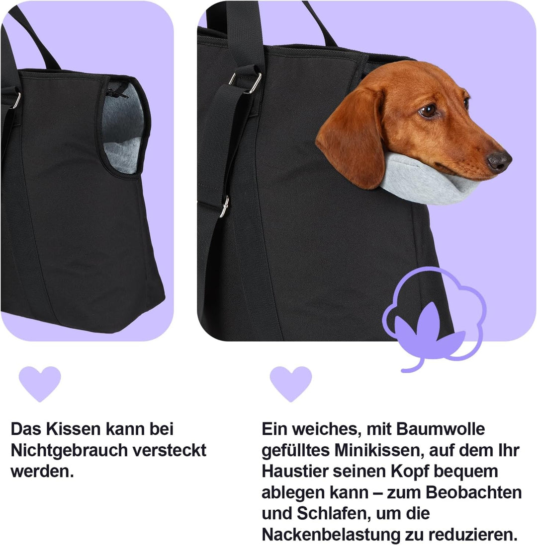 Ownpets Grosse Hundetragetasche, Träger mit Taschen für Mittelgrosse Welpen, Flugzeuggenehmigt, Pass