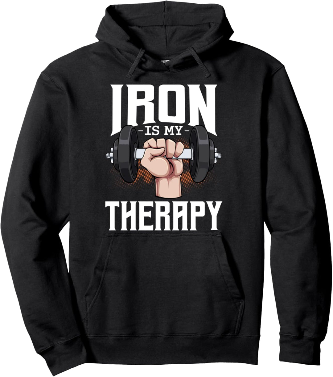 Gym Bodybuilder Fitness Fan Trainer Iron Is My Therapy Pullover Hoodie