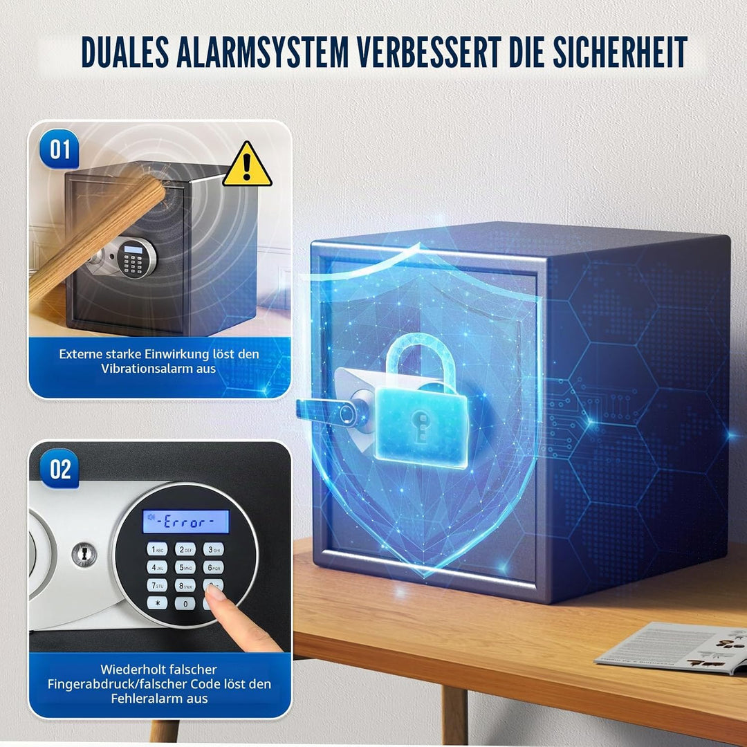 Tresor, BlackSmith Safe Tresor für Zuhause 33x33x36cm, Biometrischer Fingerabdruck Digitaler Zahlenc