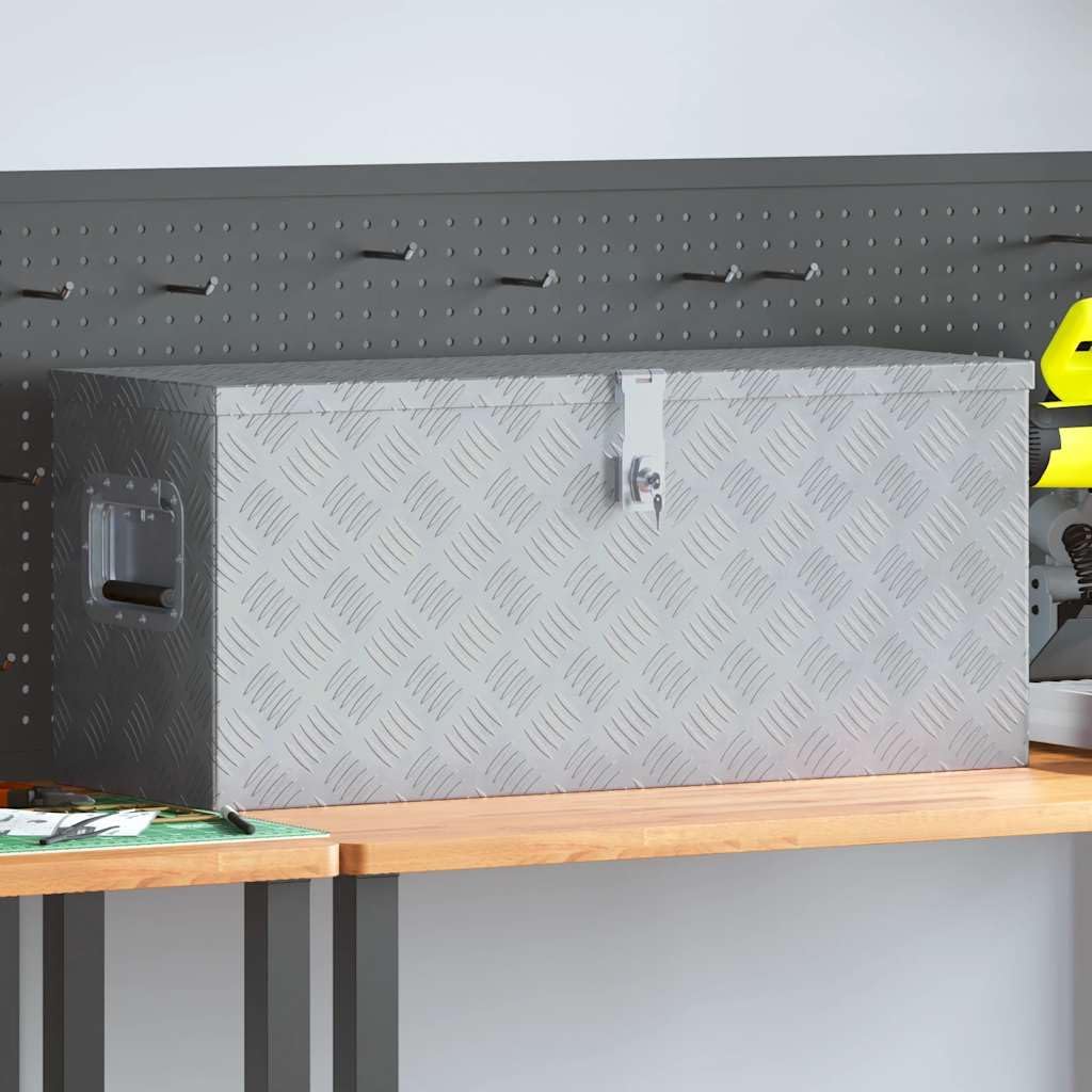 vidaXL Aluminiumkiste 80x30x35cm Alu Box Koffer Werkzeugbox Transportkiste 80 x 30 x 35 cm Silber, 8