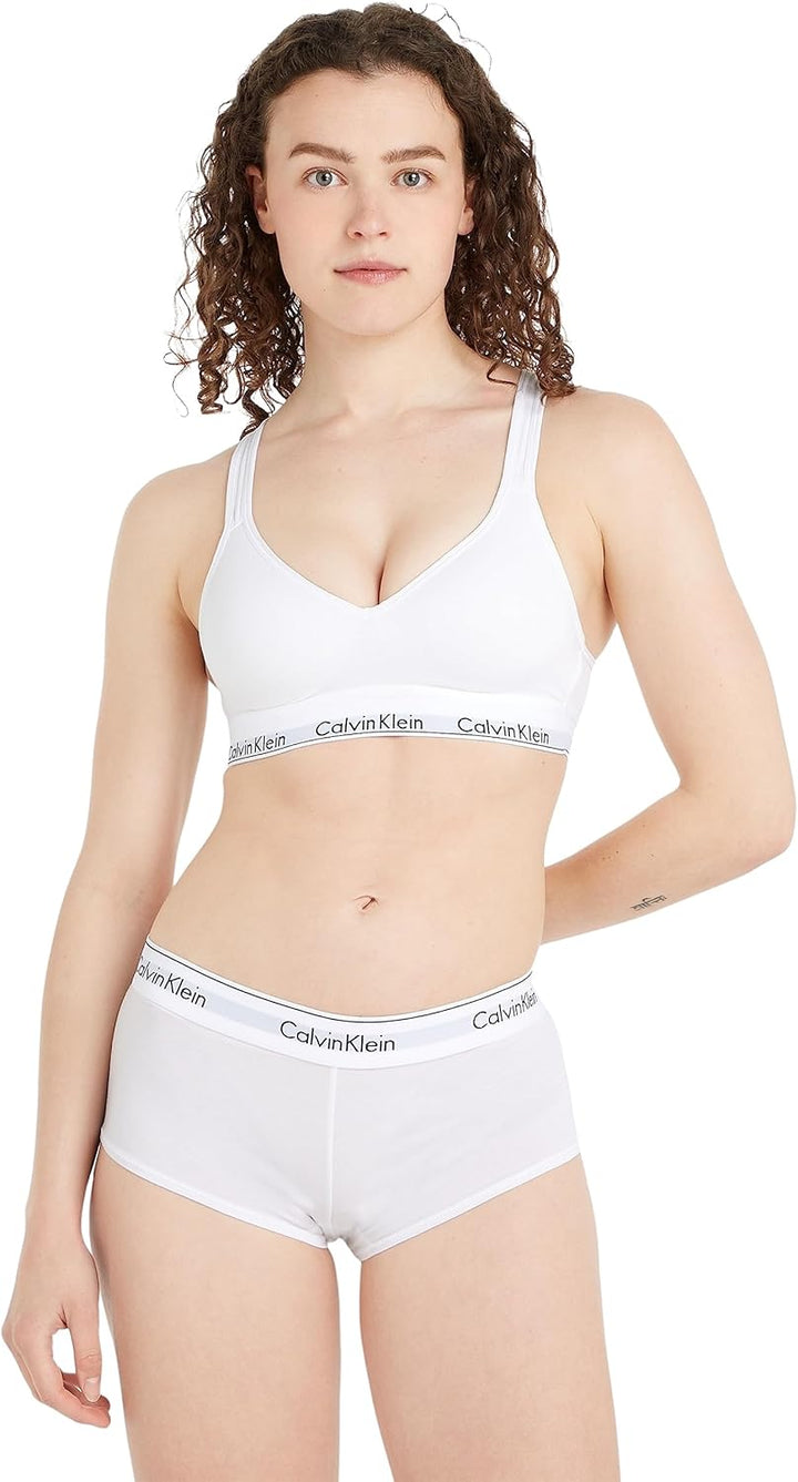 Calvin Klein Damen Hipster Boyshort Baumwolle mit Stretch XS Weiss (White), XS Weiß (White)