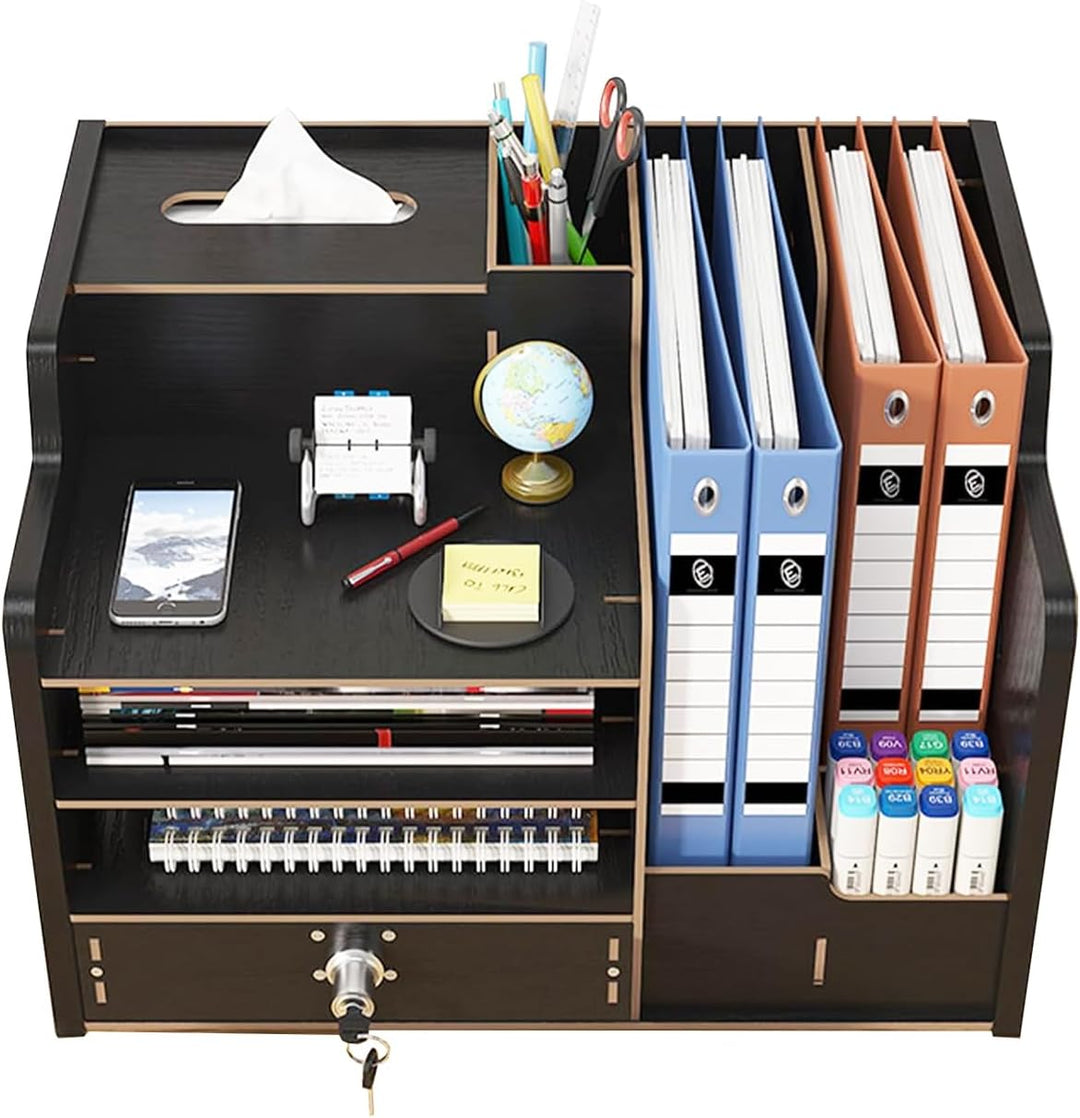 Catekro Schreibtisch Organizer Holz, Briefablage Ablagefächer mit Schublade, Bürozubehör, Ordnungssy