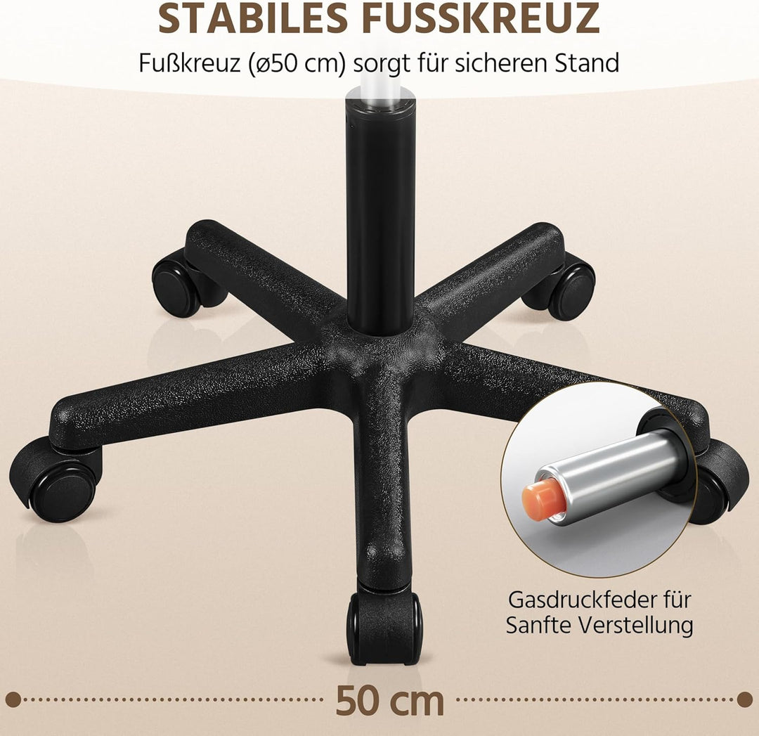 Yaheetech Rollhocker höhenverstellbar,Arbeitshocker Bürohocker 360° drehbar mit Rollen,Hocker Drehho