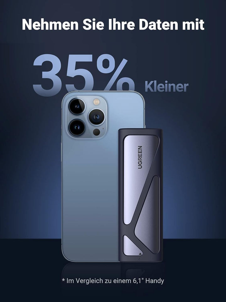 UGREEN M.2 SSD Adapter SSD Gehäuse M2 Gehäuse USB 3.2 10 Gbps Gen2 Aluminium M.2 SSD Gehäuse für NVM