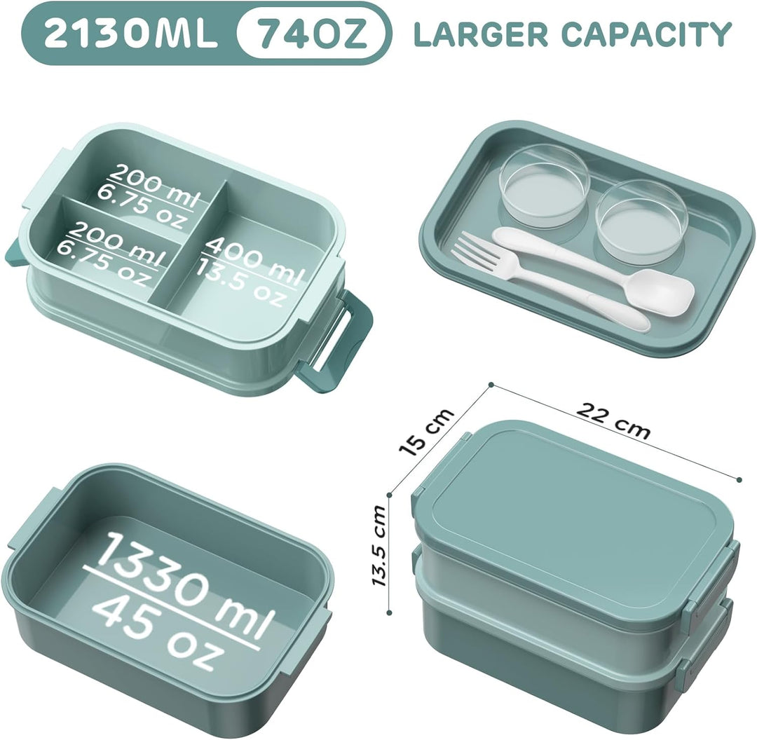 WayEee Lunchbox Erwachsene 2130ml Gross Volumen Bento Box Auslaufsicher Brotdose Erwachsene BPA Frei