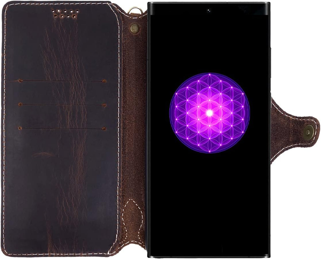 Yogurt Handyhülle für Samsung Galaxy S22 Ultra, Hülle Echtleder Case Ledertasche Lederhülle für Sams