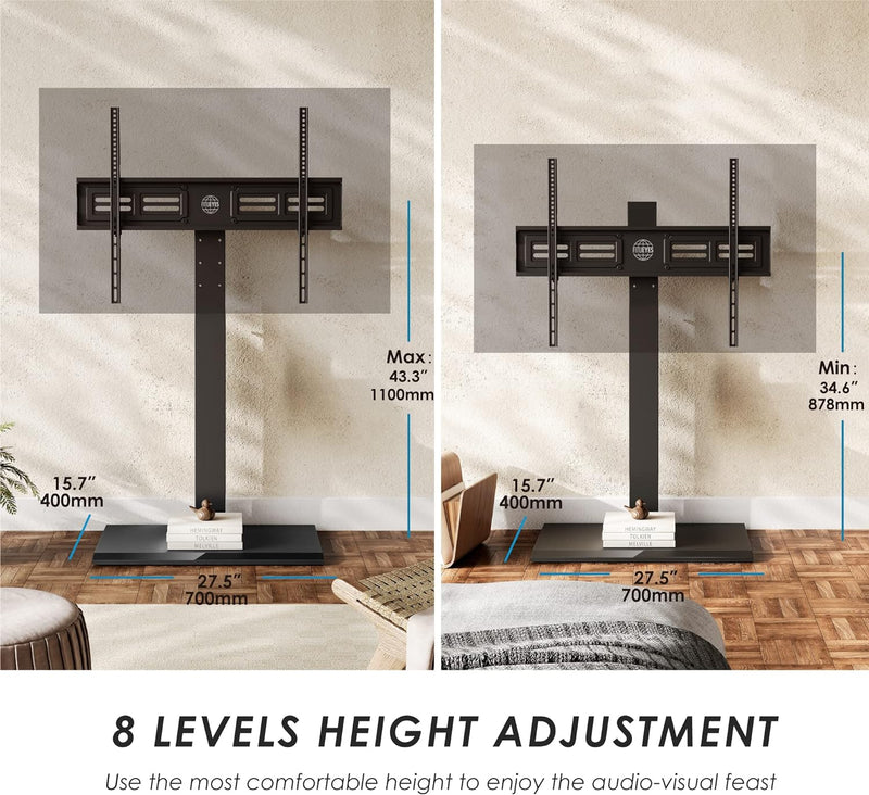 FITUEYES TV Bodenständer mit Eisenbasis TV Standfuss TV Ständer Fernsehstand höhenverstellbar schwen