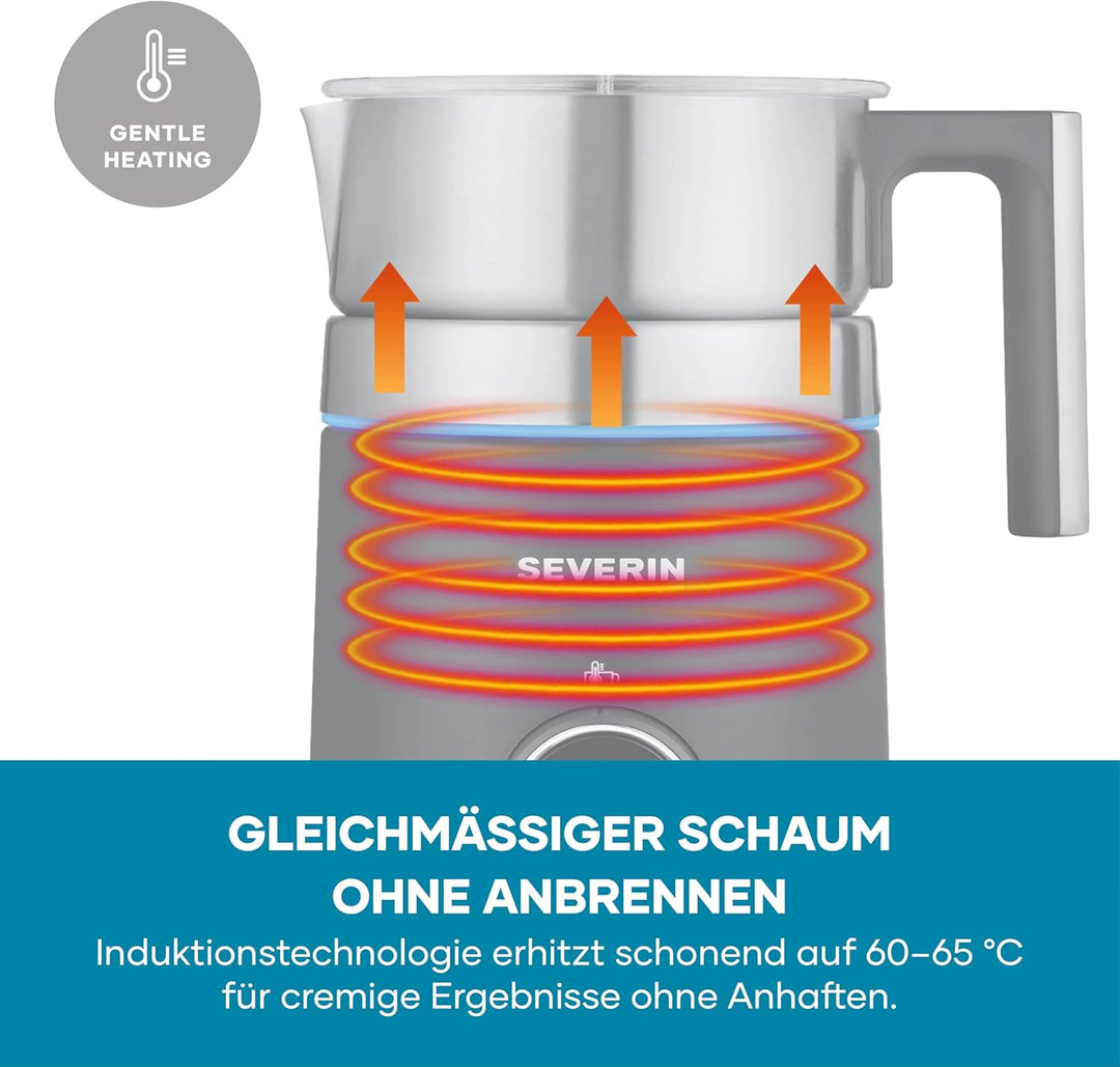 SEVERIN SPUMA 500 Induktions-Milchaufschäumer, elektrischer Milchaufschäumer ohne Anbrennen, spülmas