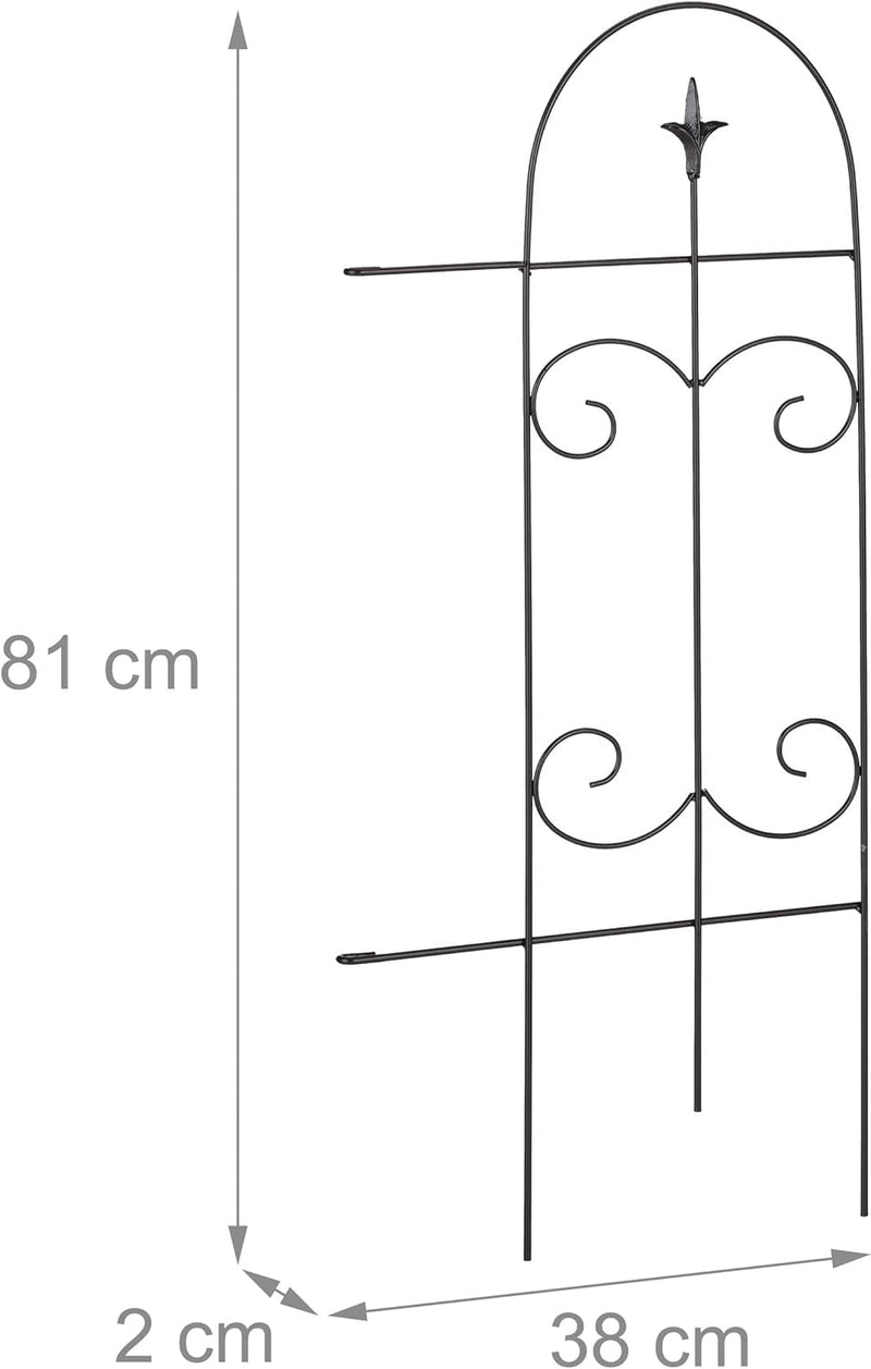 Relaxdays Beetzaun Metall, HxB: 81 x 38 cm, Garten Beeteinfassung zum Stecken, 6 Zaunelemente mit Ve