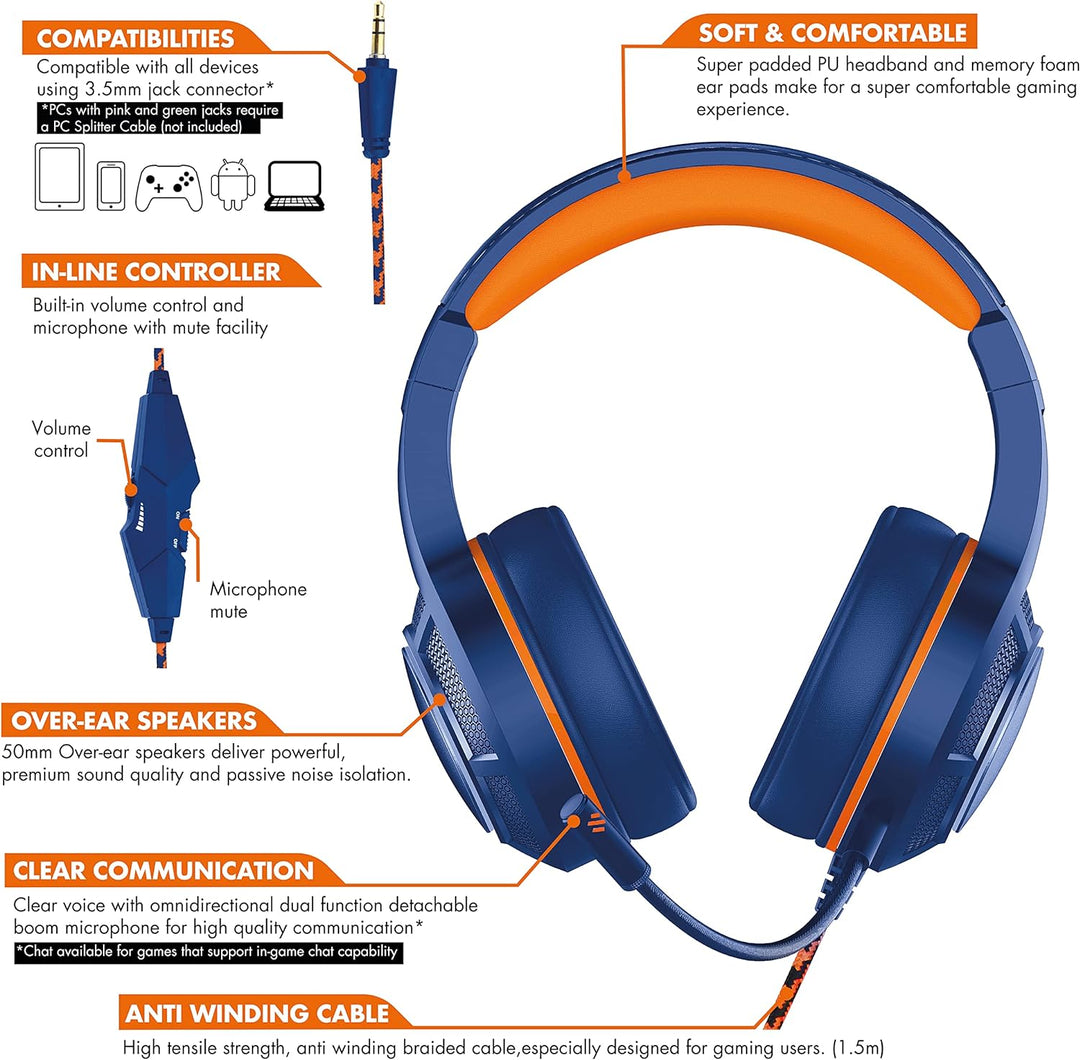 OTL Technologies Sonic The Hedgehog Pro G4 Wired Gaming Headphones Blue
