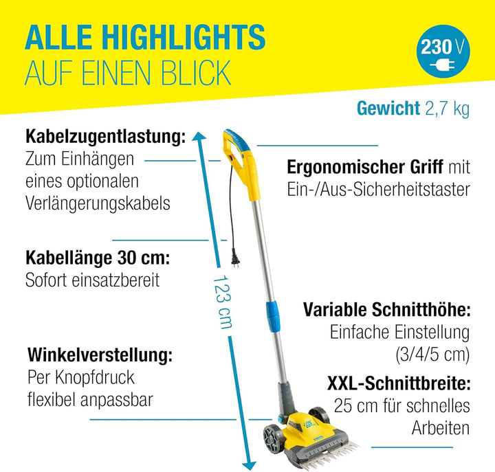 GLORIA Elektro Rasen- und Kantenschneider FineCut 230V-Ergänzung für Mähroboter & Akku-Rasenmäher/Ra