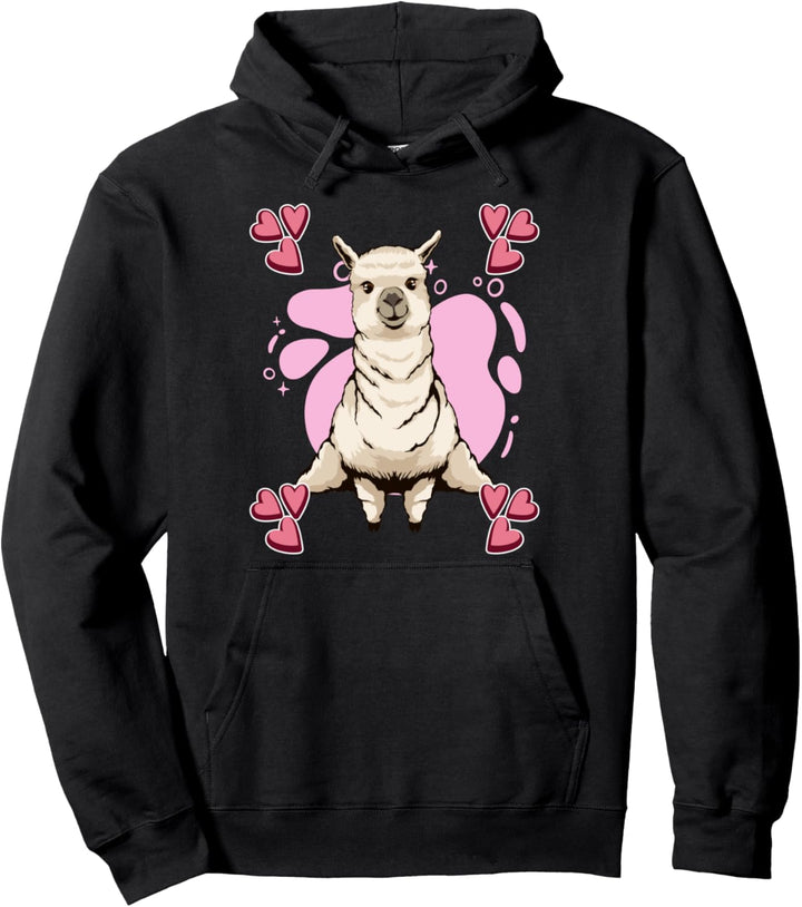 Heart Design Llama Lama Pullover Hoodie