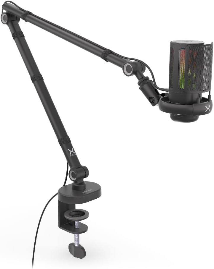 KRUX Epic 1000, Computermikrofon, Verstellbarer Arm, Popfilter, RGB-Hintergrundbeleuchtung, 3.5mm mi