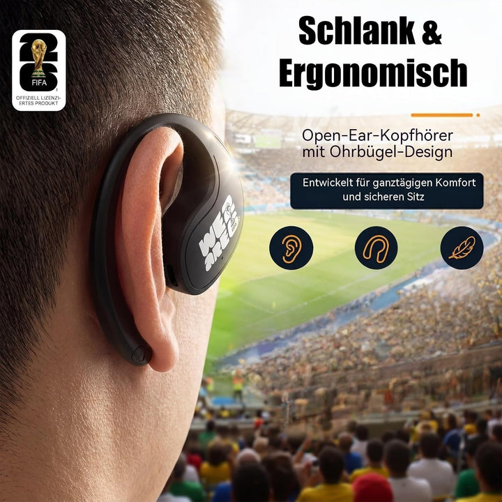 FIFA WM 2026 lizenzierte Open-Ear Bluetooth-Ohrhörer mit Ohrhaken, 165 Sprachen KI-Übersetzung per A