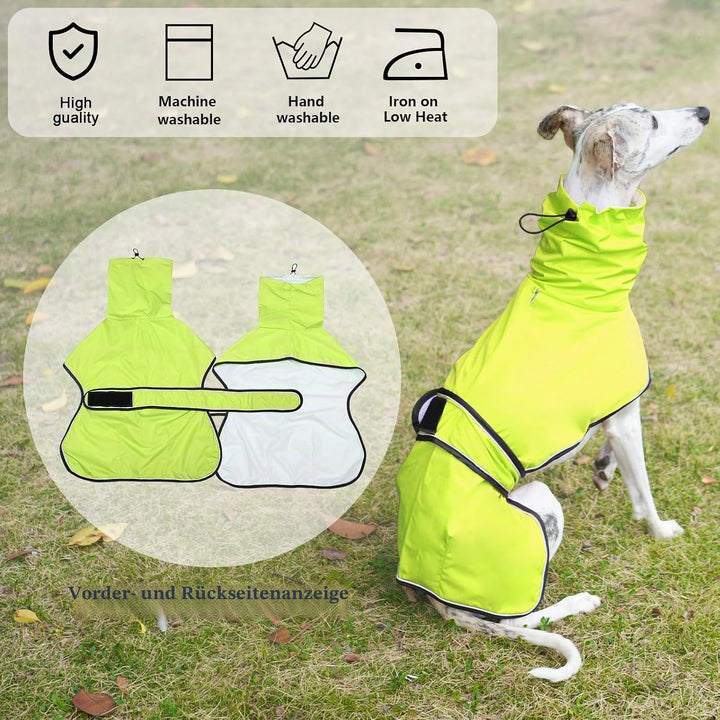 Geyecete Windhund Leicht Hundejacke Regenjacke, Hunderegenmantel Wasserdicht Verstellbar Windhundeja