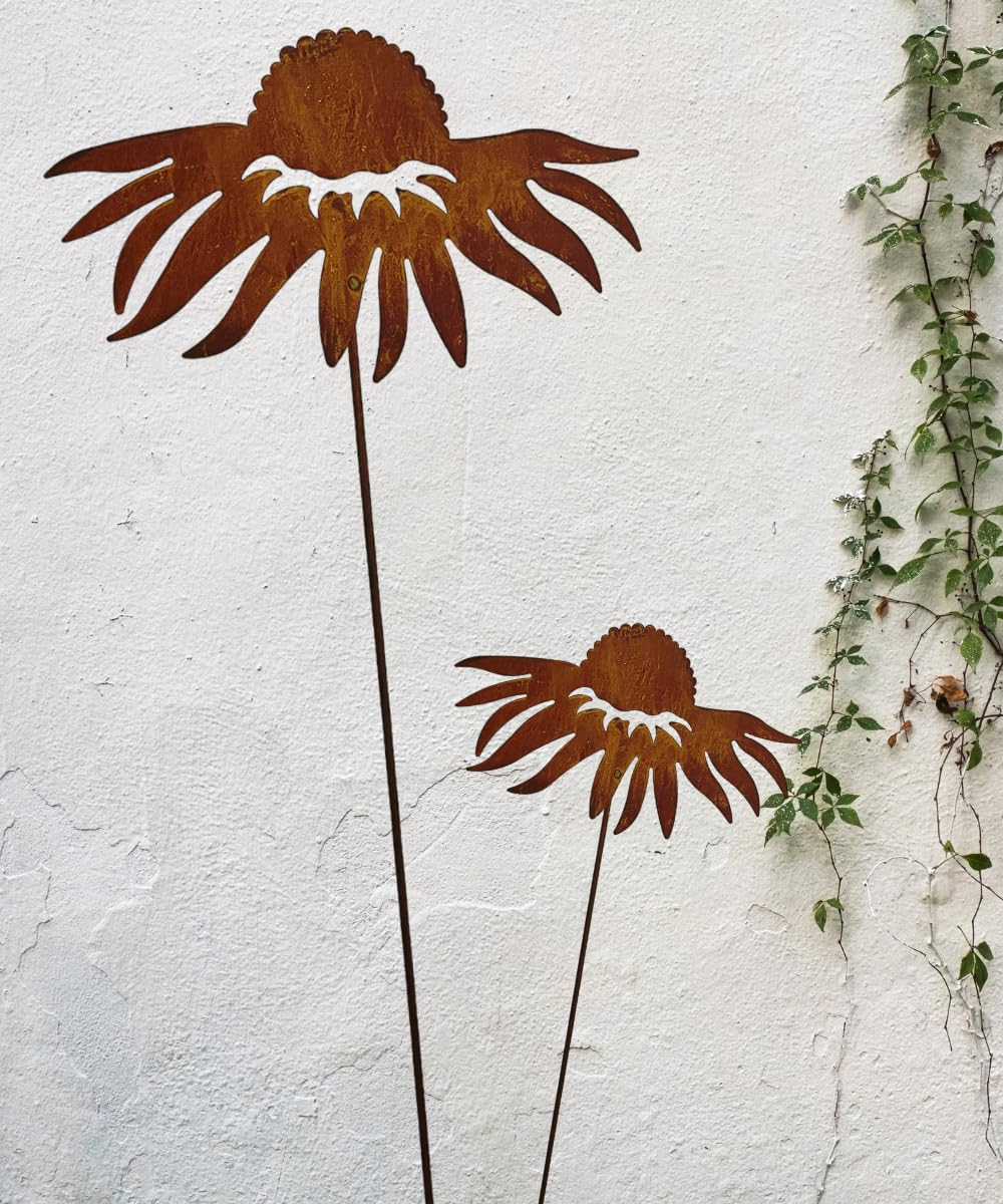 Terma Rost Sonnenhut XXL 110 cm Höhe Sonneblume Gartenstecker rost Gartenfigur gross Metallfigur Gar