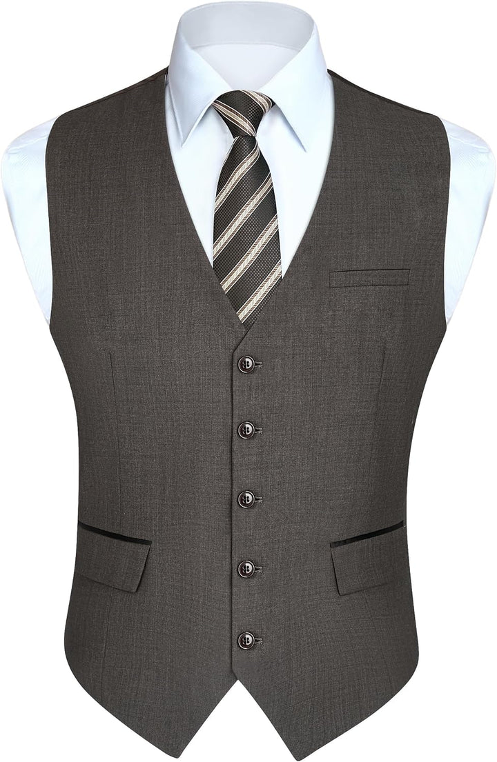 HISDERN Anzugweste für Herren Elegant Hochzeit Weste Klassische Einfarbig Casual Businessweste Forme