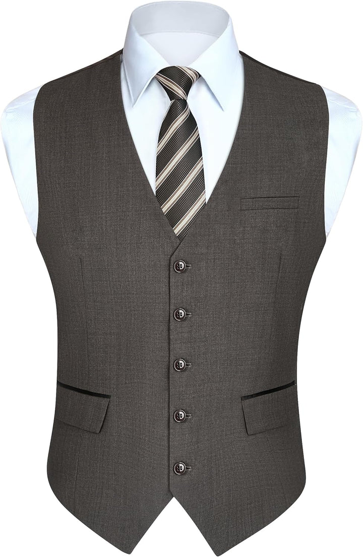 HISDERN Anzugweste für Herren Elegant Hochzeit Weste Klassische Einfarbig Casual Businessweste Forme