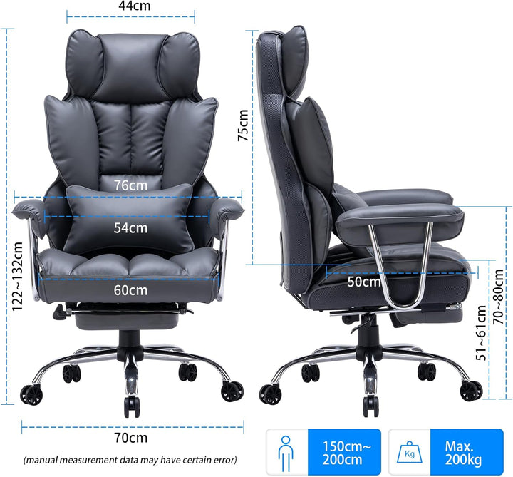 Efomao bürostuhl,PU Leder bürostuhl ergonomisch,schreibtischstuhl,Office Chair 200KG,Verstellbarer D