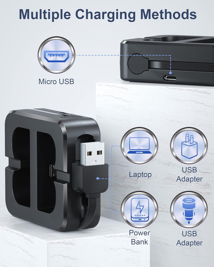 2 Batterien Und Ladestation für Ring Video Doorbell, 3.65V 6040mAh Akku kompatibel mit Video Doorbel