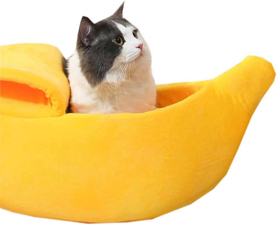 Sarekung Kreative Bananen Form Bett Haus warmes Katzen Bett, weiches Haustier Zwinger Bett Versteck