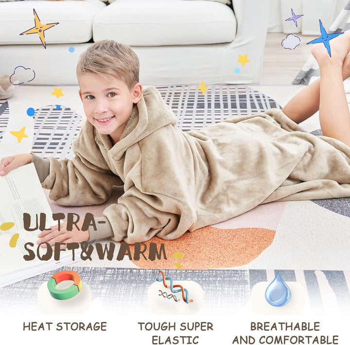 FUSSEDA Übergrosse Tragbare Decke Sweatshirt, Super Dicke Warme Sherpa Fleece Kuscheldecke Hoodie mi