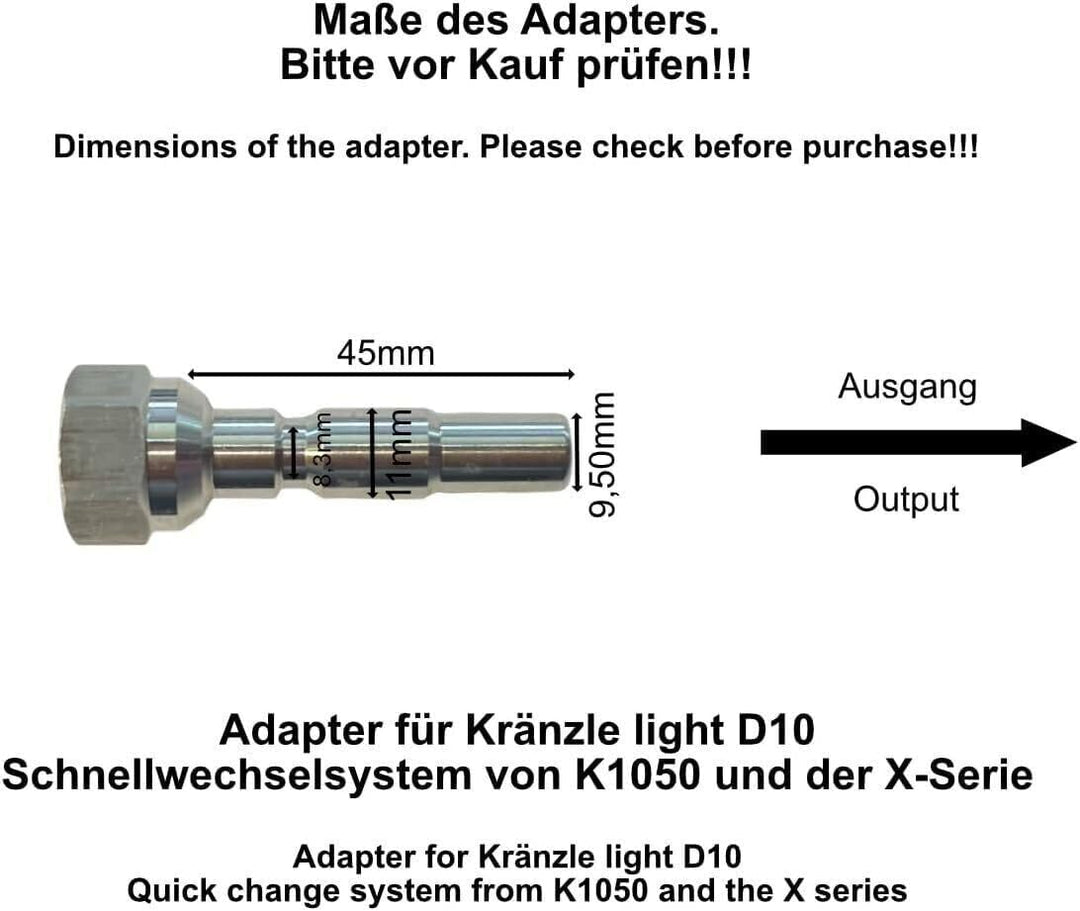 M&M Smartek Hochdruckreiniger Adapter für/kompatibel zu Kränzle light line D10 mit 1/4" Innengewinde
