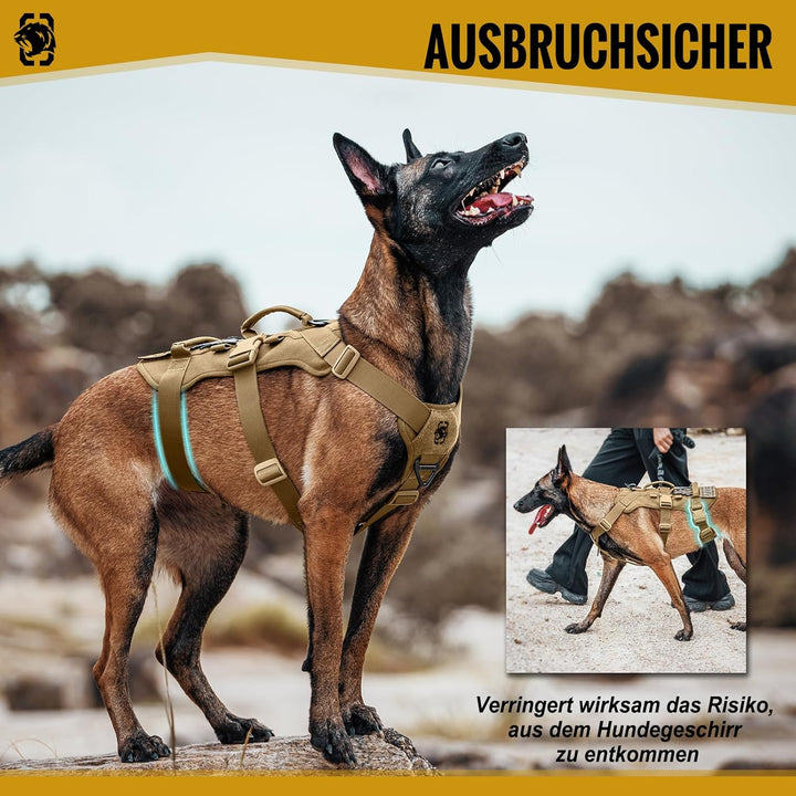 OneTigris Hundegeschirr, T-Bone Taktisches Geschirr mit 2 Griff Ausbruchsicher Einstellbar Brustgesc