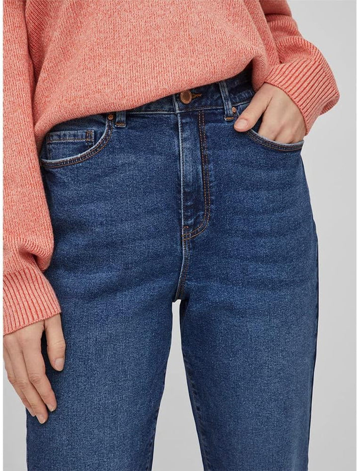 Vila Damen Vinaomi Jo Dbd Hw Mom Noos Jeans 34W / 32L Dark Blue Denim, 34W / 32L Dark Blue Denim