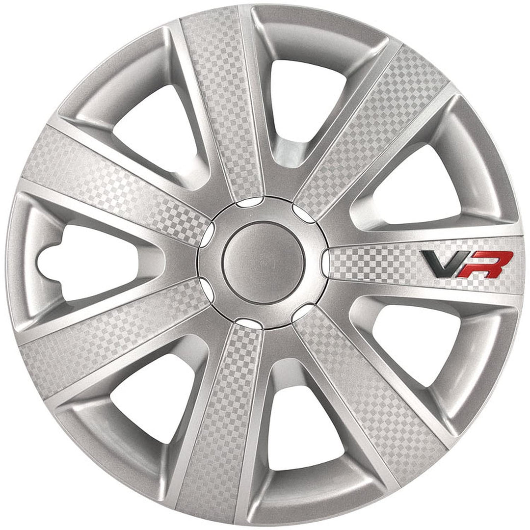 AUTO-STYLE Satz Radzierblenden VR 15-Zoll Silber/Karbon-Look/Logo Silber/Karbon-Optik/Logo 15-inch,