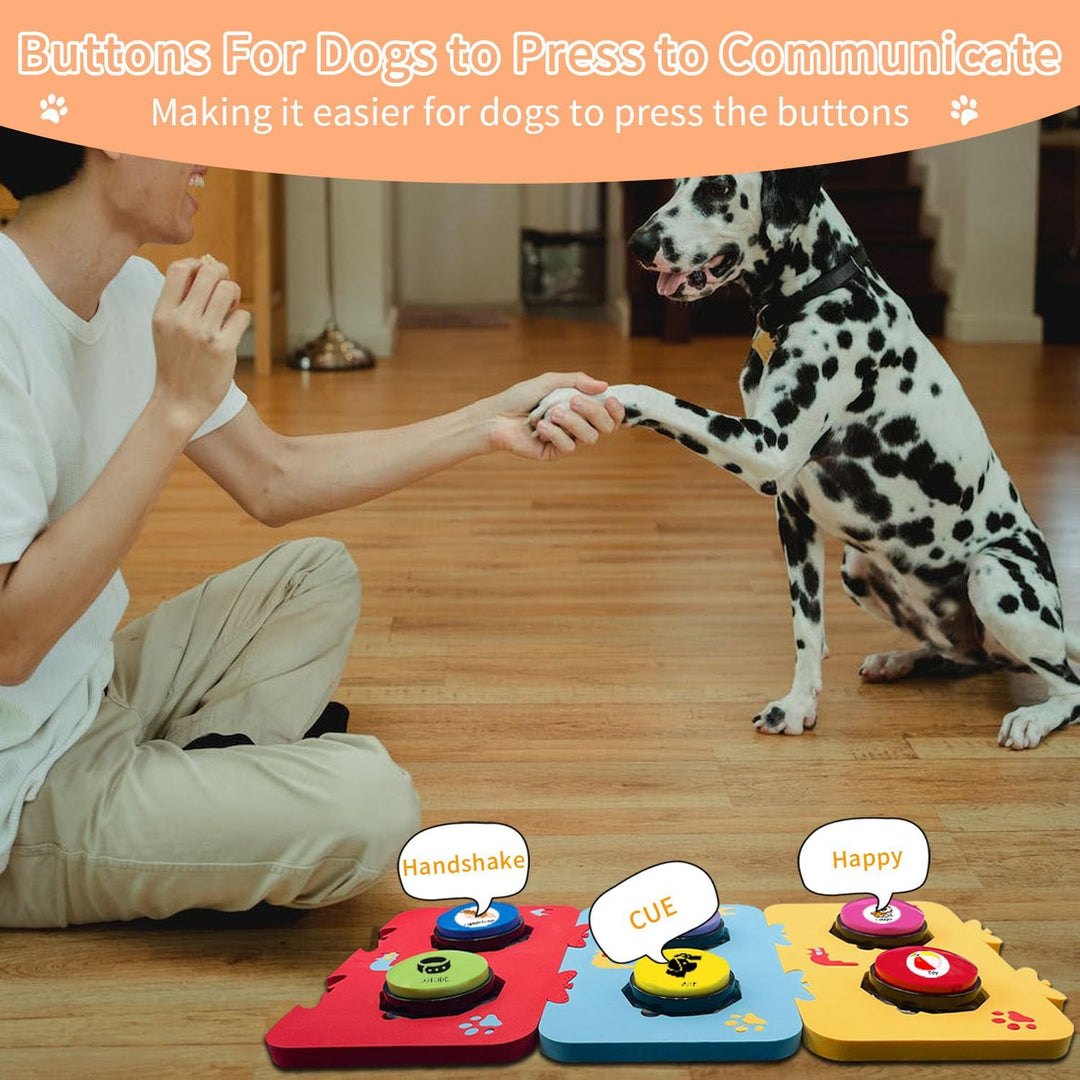 Satz von 6-farbigen Hunde Button mit DREI Matten und Aufklebern-Hund Training Buzzer-Aufnahme-Wieder
