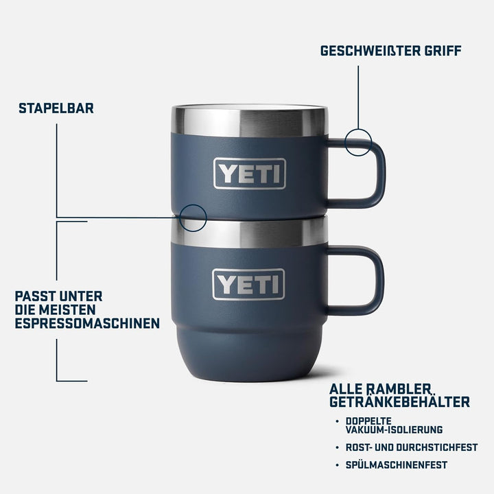 YETI Rambler Stapelbare Tasse Mit DuraSip Keramikbeschichtung, Big Sky Blue, 2 Pack 6 oz (177 ml), B