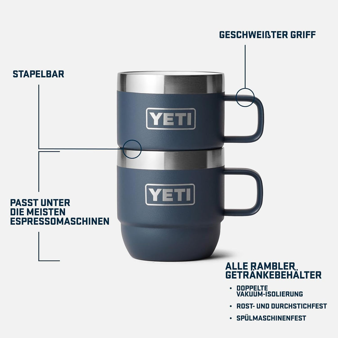YETI Rambler Stapelbare Tasse Mit DuraSip Keramikbeschichtung, Black, 2 Pack 6 oz (177 ml), Black