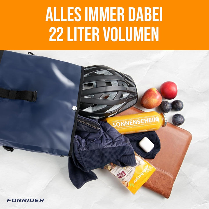 Forrider Fahrradtasche Wasserdicht für Gepäckträger [22L Volumen] mit Schultergurt | Gepäckträgertas