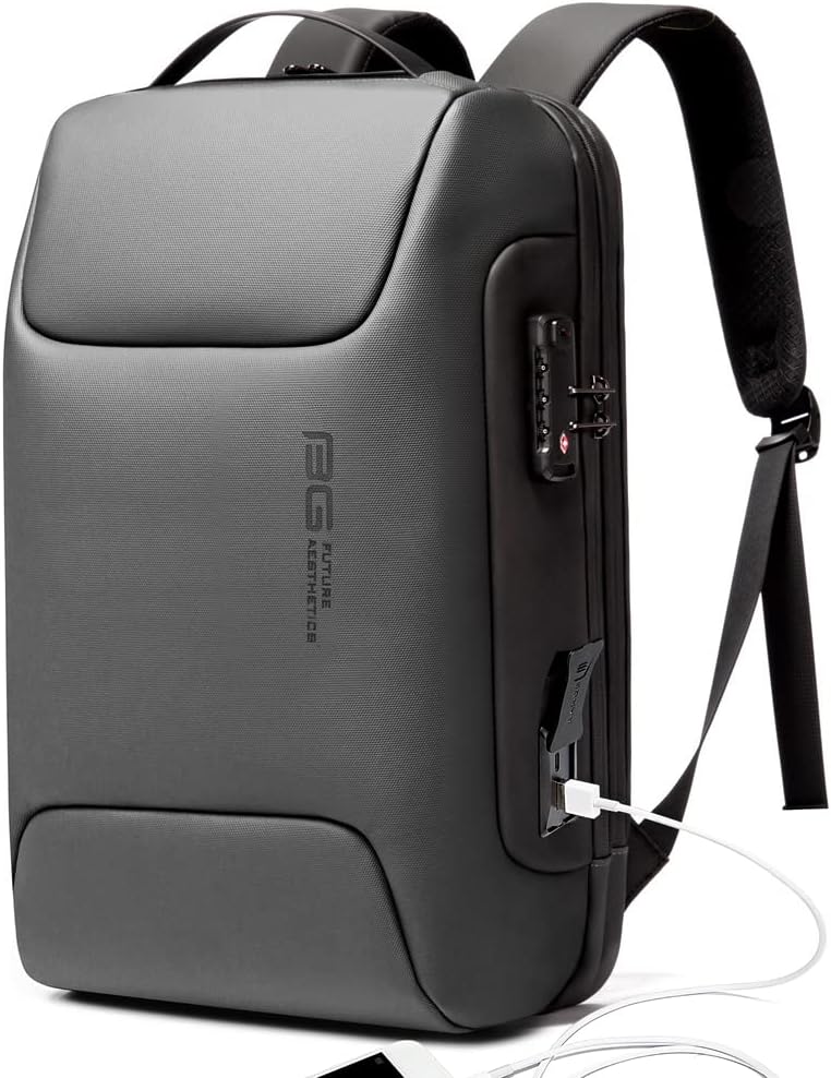 BANGE Anti-Diebstahl-Rucksack mit USB-Ladeanschluss, leichter Business-Rucksack für Damen und Herren