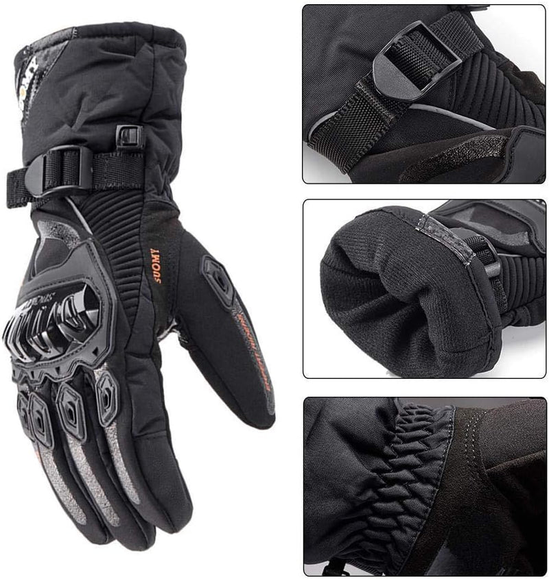 Riloer Motorradhandschuhe Leder Winter Wasserdicht Outdoor Radfahren Handschuhe Touchscreen Resistan