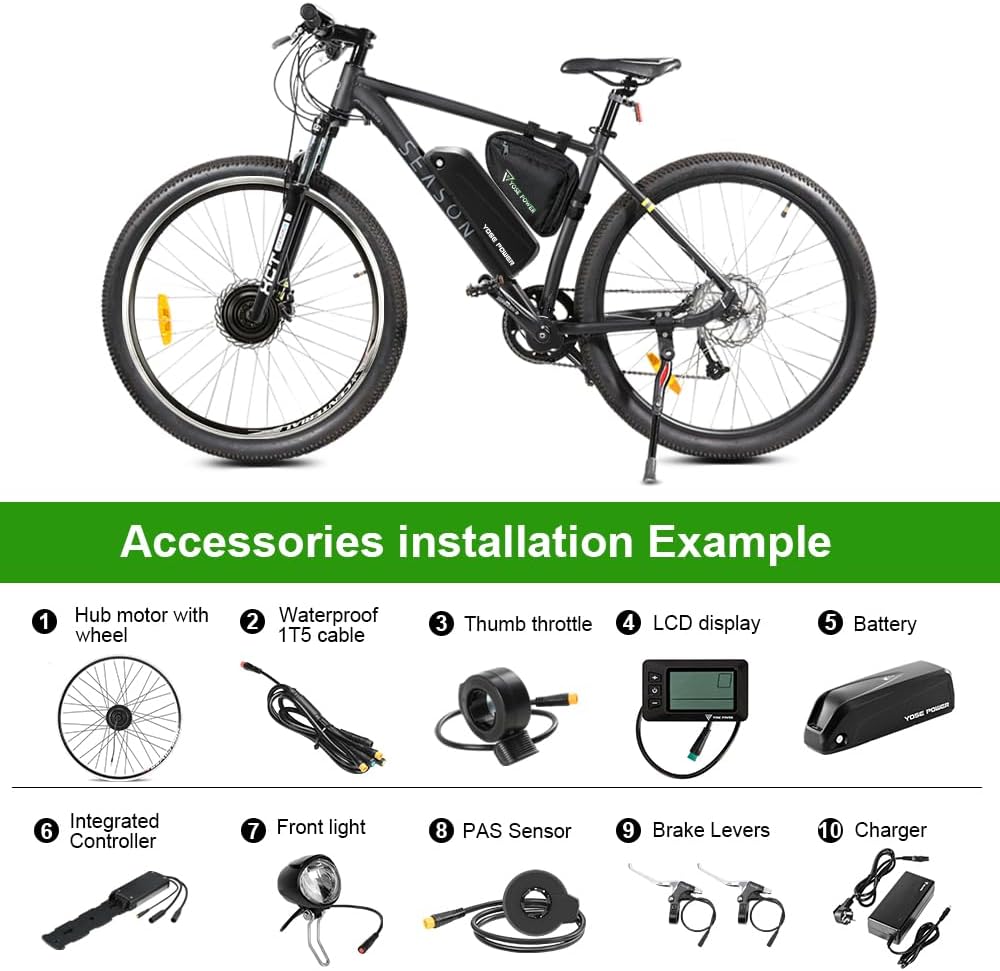 YOSE POWER Ebike Kit 36V250W 26''/28" Frontmotor E-Bike Hub Umbausatz Integrierte Controller mit Hai