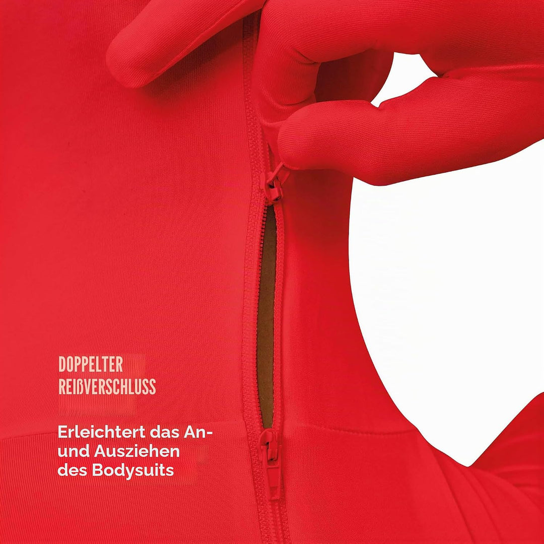 MSUIT Roter Morphsuit für Erwachsene, Ganzkörperanzug Herren Damen, Faschingskostüm - L (163cm-175cm