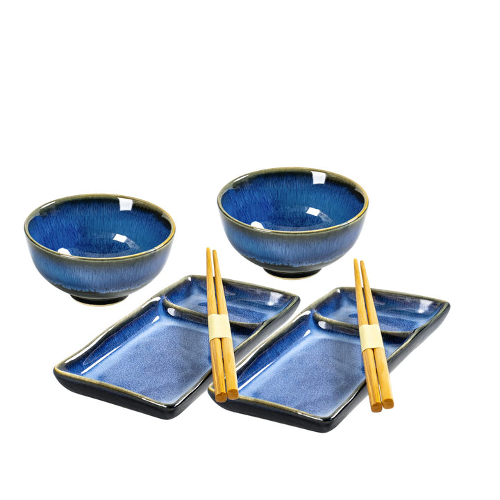 HENXFEN LEAD Sushi Geschirr Set, Sushi Set Japanischer Geschirr für Miso Suppe Maki Sushi Reis mit 2
