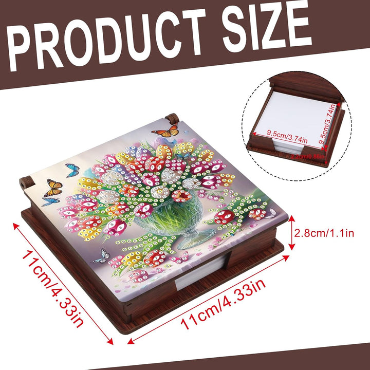 SHEGZHUC Diamond Painting Notizzettel Zettelbox Nachfüllpack Halter Bambus Notizblock mit 160 Blätte
