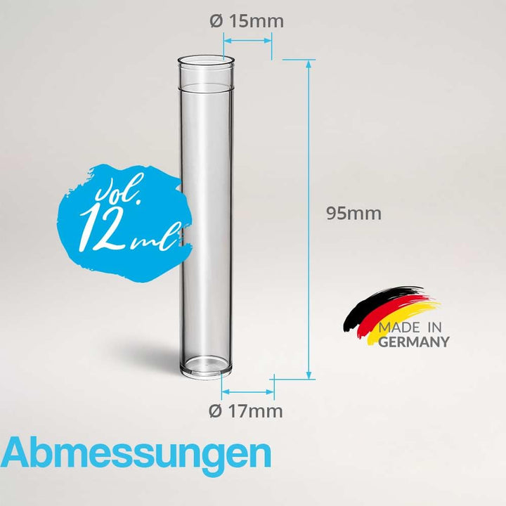 Tuuters 100x Kunststoff Reagenzgläser mit Korken, Kunststoffröhrchen (95 x Ø17, Presskorken) 95 x Ø1