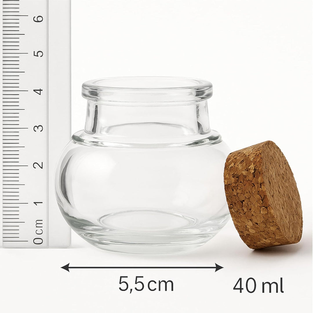gouveo 42er Set Gewürzgläser 40 ml mit Korken - Mini Korkengläser mit Korkverschluss - Kleine Vorrat