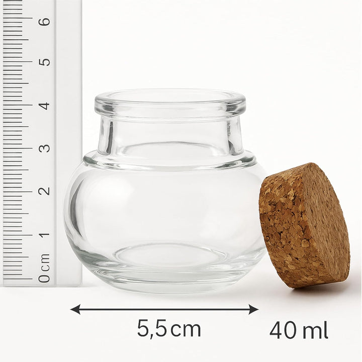 gouveo 42er Set Gewürzgläser 40 ml mit Korken - Mini Korkengläser mit Korkverschluss - Kleine Vorrat