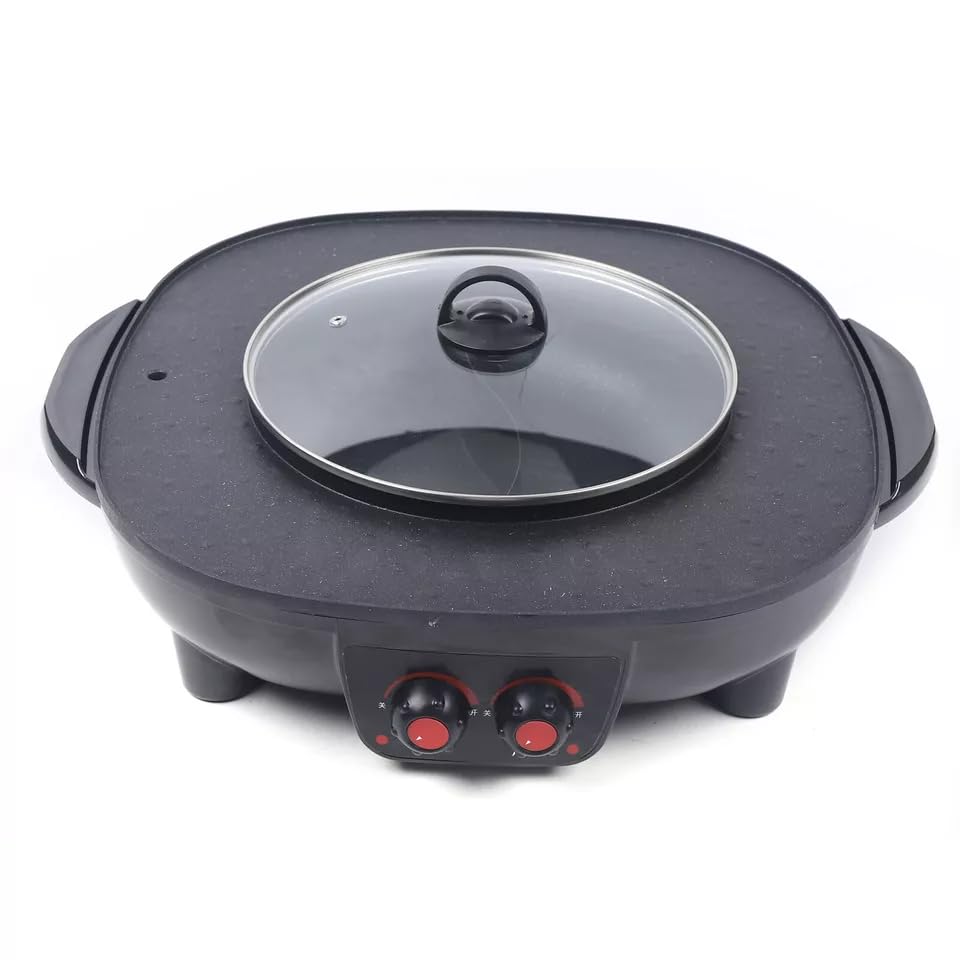 Electric Hot Pot und Grill 2 In 1 Elektrisch Hotpot Topf 220V 4000W Elektrogrill mit Stromkabel und