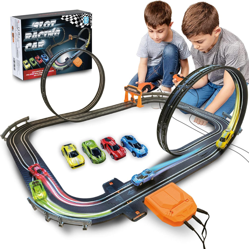 Atlasonix Autorennbahn, Elektrisches Auto für Kinder, Rennbahn Kinder 3 4 5 6 7 8 Jahre für Jungen u