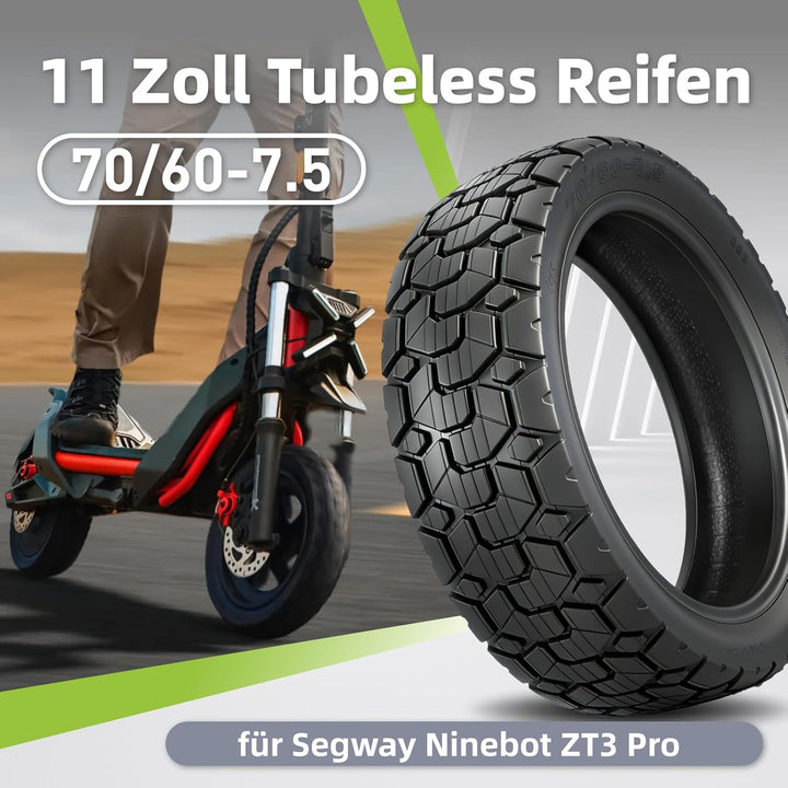 70/60-7,5 Ersatzreifen für Segway Ninebot ZT3 / ZT3 Pro Elektroroller 11 Zoll Reifen Tubeless Schlau