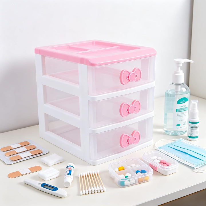 Schöne Mädchen rosa Farbe Kawaii &amp; niedliche Desktop-Schublade Aufbewahrungsbox Empfänger Organizer